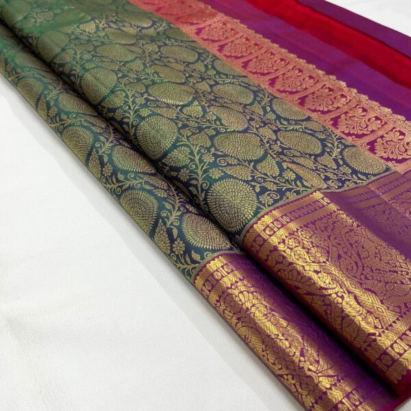 Silk Mark Certified Pure Kanchipuram/Kanjivaram Handloom Pure 1G Gold Zari Double Warp Silk Saree