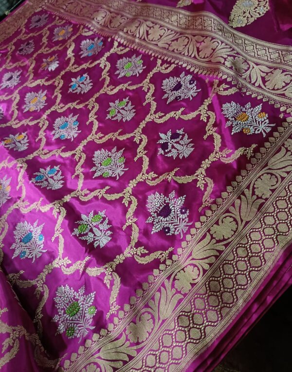 Silk Mark Certified Purple Banarasi Handloom Pure Katan Silk Kaduwa Jangla Gold Zari Meenakari Bridal Saree