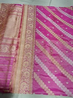 Silk Mark Certified Dual Tone Pink Banarasi Handloom Kaduwa Jangla Meenakari Pure Katan Silk Bridal Saree