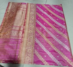 Silk Mark Certified Dual Tone Pink Banarasi Handloom Kaduwa Jangla Meenakari Pure Katan Silk Bridal Saree