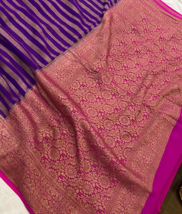 Silk Mark Certified Banarasi Khaddi Handloom Pure Georgette Silk 3D Dyeable Antique Zari Party Sarees