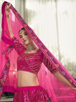 Deep Pink Silk and Net Designer Bridal Lehenga Choli Set with Heavy Embroidery and Sequins Work