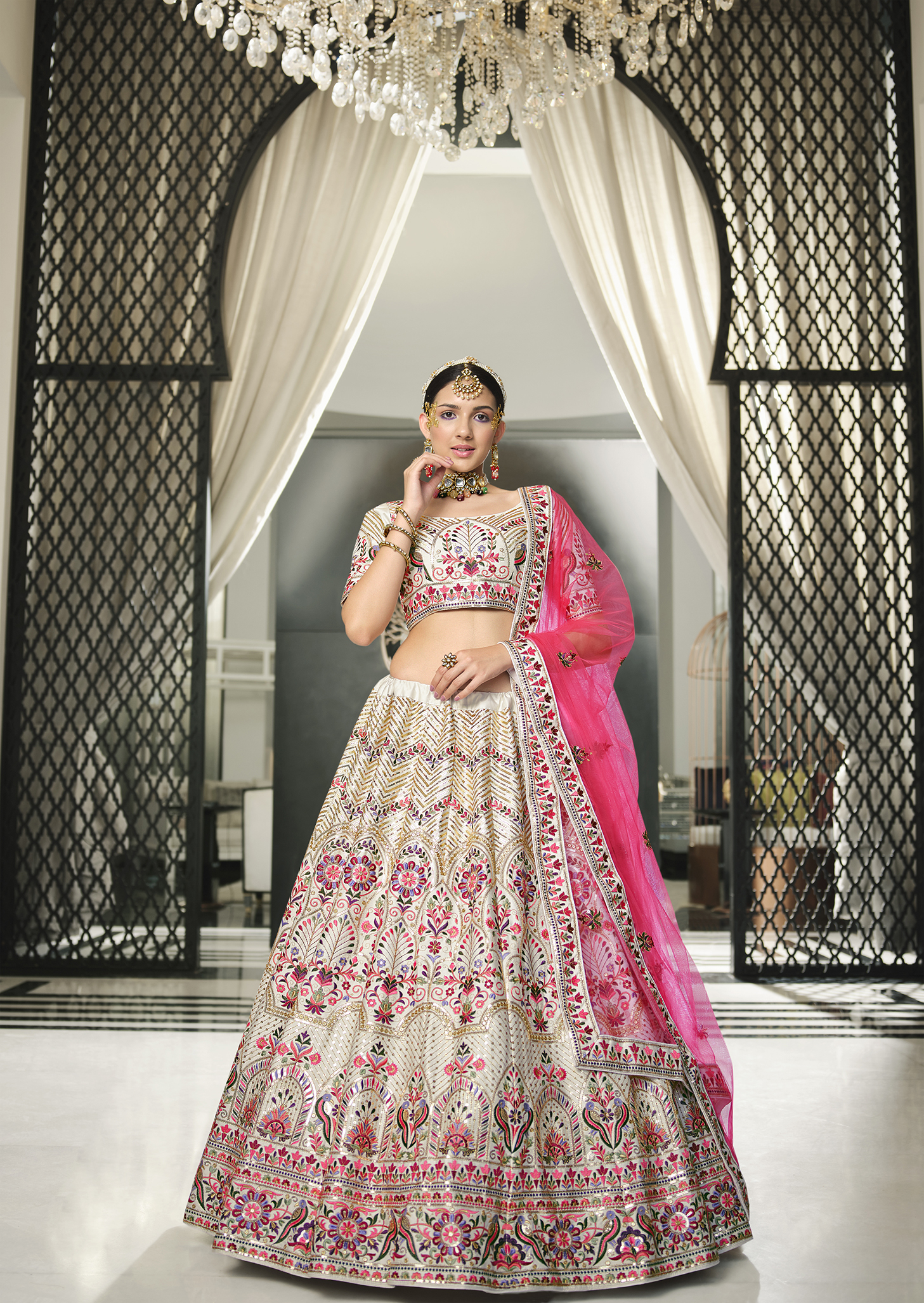 Blossom in Style with Floral Lehenga Choli | Zeel Clothing | Work Details:  Pearl Work