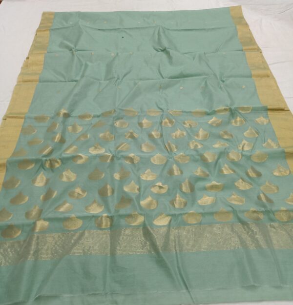 Chanderi Handloom Pure Cotton Silk Gold Zari Buttas and Gold Zari Borders Sarees