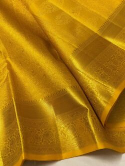 Silk Mark Certified Gold Kanchipuram/Kanjivaram Handloom Pure 2G Gold Zari Bridal Silk Saree