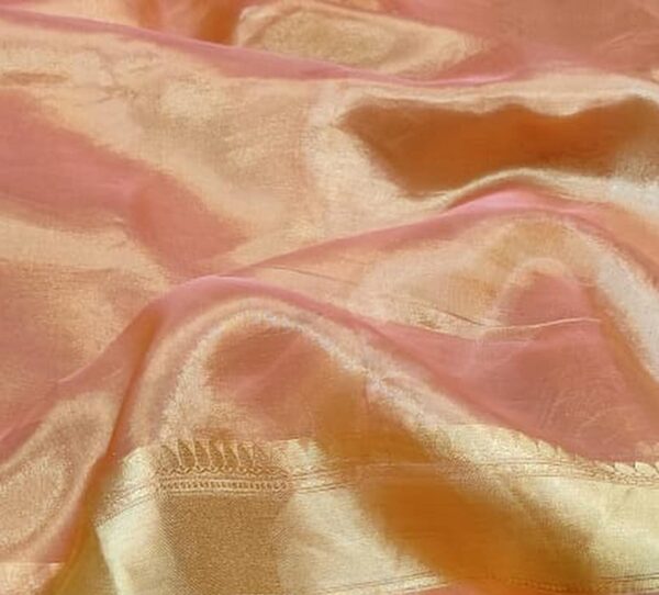 Banarasi Handloom Pure Tissue Silk Gold Zari Borders Sarees | Dyeable