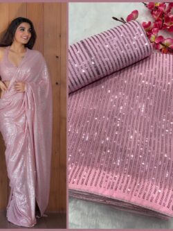 Pastel Colors Designer Sequins and Thread Work Heavy Georgette Contemporary Party Sarees