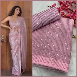 Pastel Colors Designer Sequins and Thread Work Heavy Georgette Contemporary Party Sarees