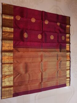 Berry Red Kanchipuram Handloom 2 Gram Pure Zari Buttas and Borders Grand Pallu Pattu Silk Saree