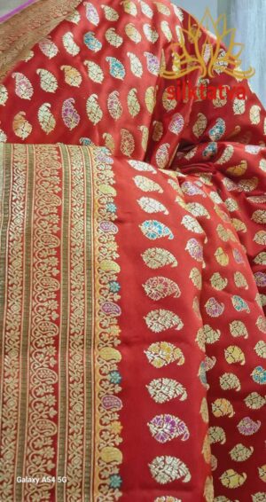 Red Banarasi Handloom Katan Silk Real Gold Zari Bridal Saree
