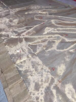 Gold Chanderi Handloom Pure Tissue Silk All Over Zari Meenakari Bird Motifs Saree
