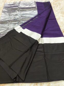 Black, Purple and Silver Zari Chanderi Handloom Contemporary Pure Cotton Silk Mashru Borders Saree