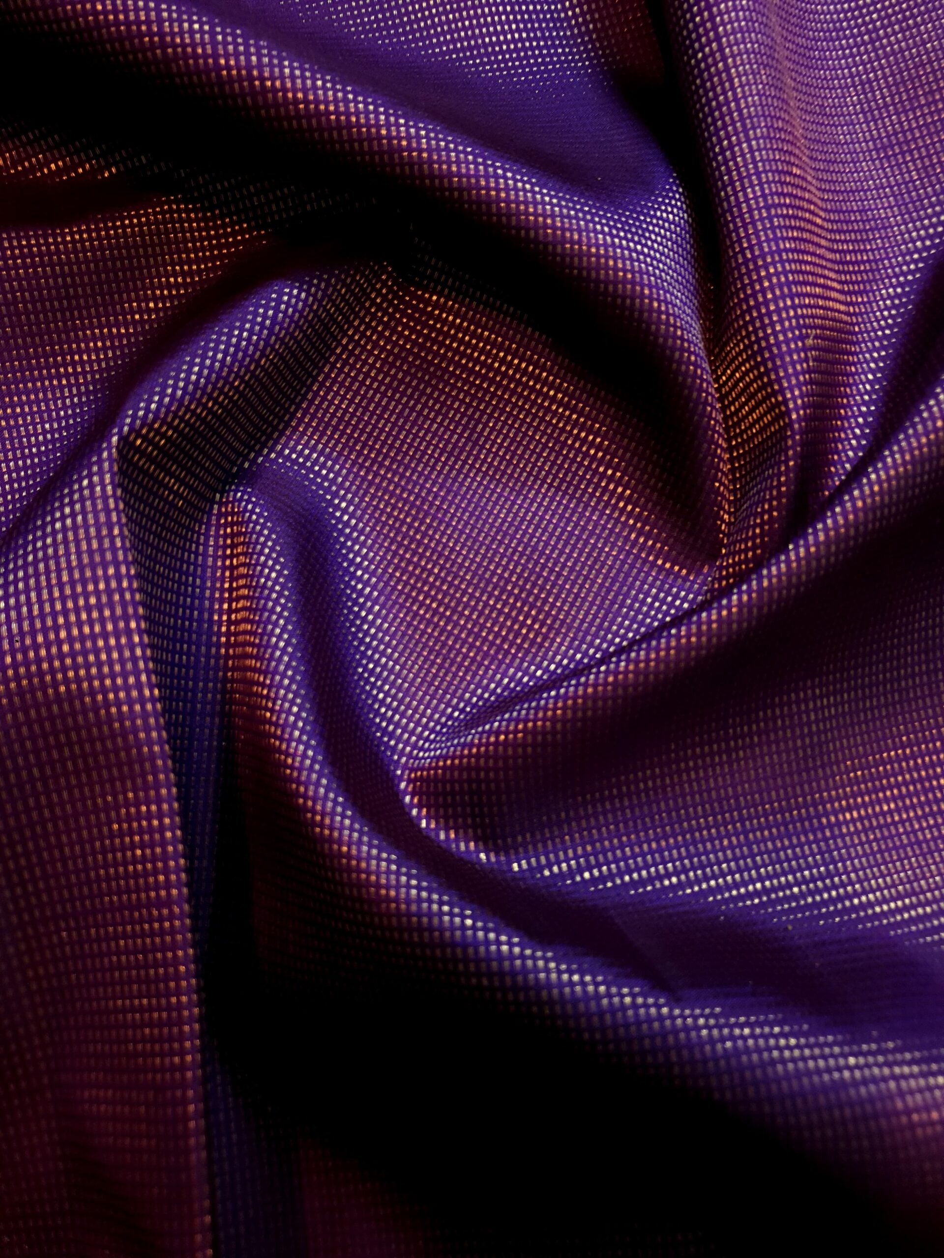Purple Kanchipuram/Kanjivaram Handloom 4 Gram Pure Zari Weaving Muthu Kattams Silk Saree