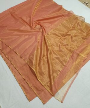 Chanderi Handloom Gold Zari Tissue Silk Sarees