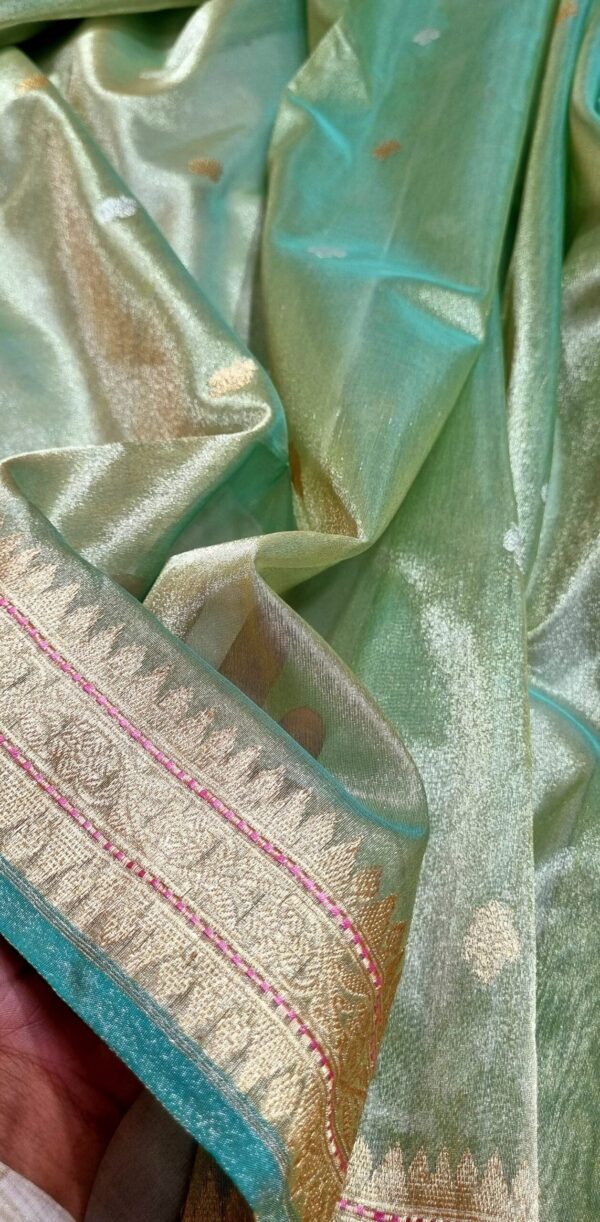 Green Banarasi Handloom Kora Tissue Silk Saree