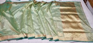 Green Banarasi Handloom Kora Tissue Silk Saree