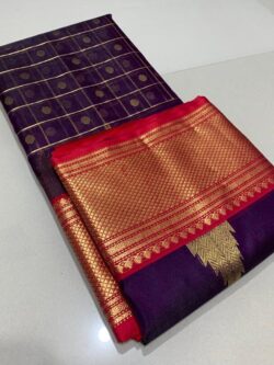 Purple Chanderi Handloom Katan Silk Gold Zari Saree