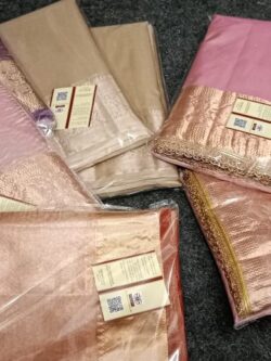 Banarasi Handloom Silver Zari Pure Tissue Silk Gold Zari Borders Contemporary Saree