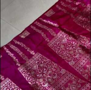 Rani Pink Banarasi Handloom Katan Silk Lehenga Choli Set