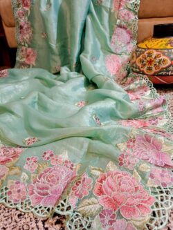 Banarasi Handloom Pure Tissue Silk Meenakari Embroidery Sarees