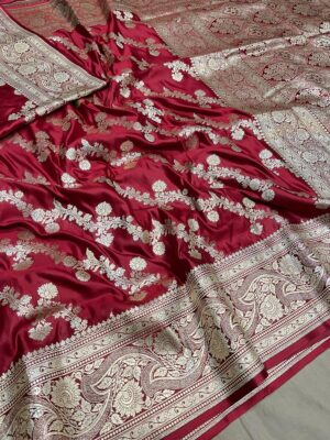 Banarasi Handloom Semi Katan Mashru Silk Sarees