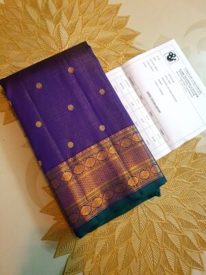 Purple Kanjivaram Handloom 4 Gram Pure Zari Silk Saree