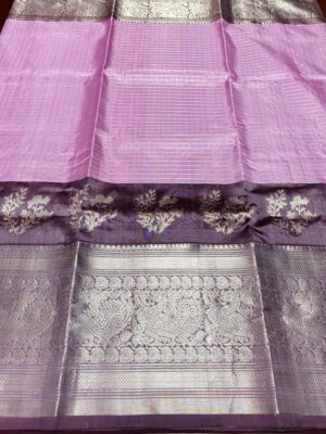 Lavender & Brown Venkatagiri Handloom Pattu Silk Saree