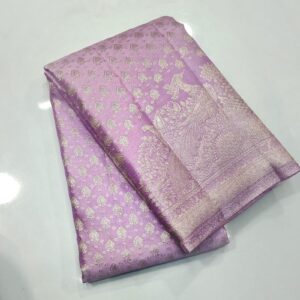 Lavender Kanjivaram Handloom Resham Meena Silk Saree