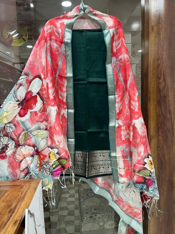 Mangalagiri Handloom 2 Pcs Pattu Silk Suit Material