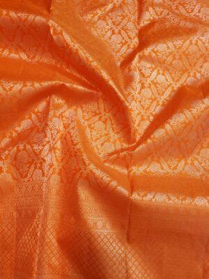 Orange Kanchipuram Handloom 2G Zari Brocade Silk Saree