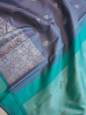 Powder Blue Kanchipuram Handloom 2 Gram Zari Silk Saree