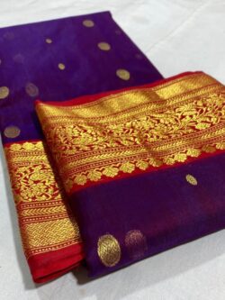 Purple Chanderi Handloom Katan Silk Saree