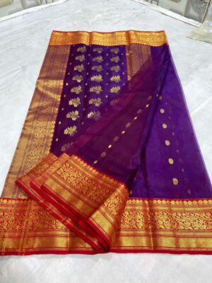 Purple Chanderi Handloom Katan Silk Saree