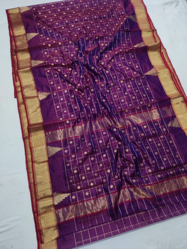 Purple Chanderi Handloom Pattu Silk Saree