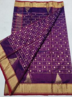 Purple Chanderi Handloom Pattu Silk Saree