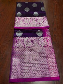 Purple & Fusia Venkatagiri Handloom Pattu Silk Saree