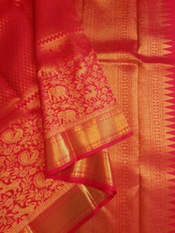 Red Kanchipuram Handloom 2G Zari Brocade Silk Saree