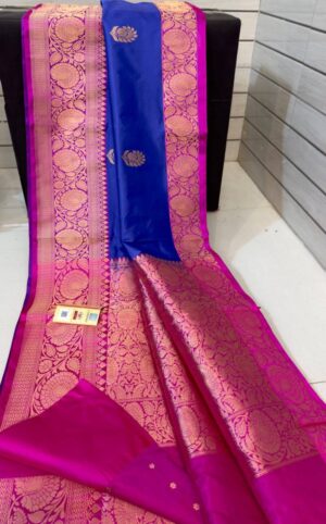 Royal Blue Banarasi Handloom Antique Zari Katan Silk Saree