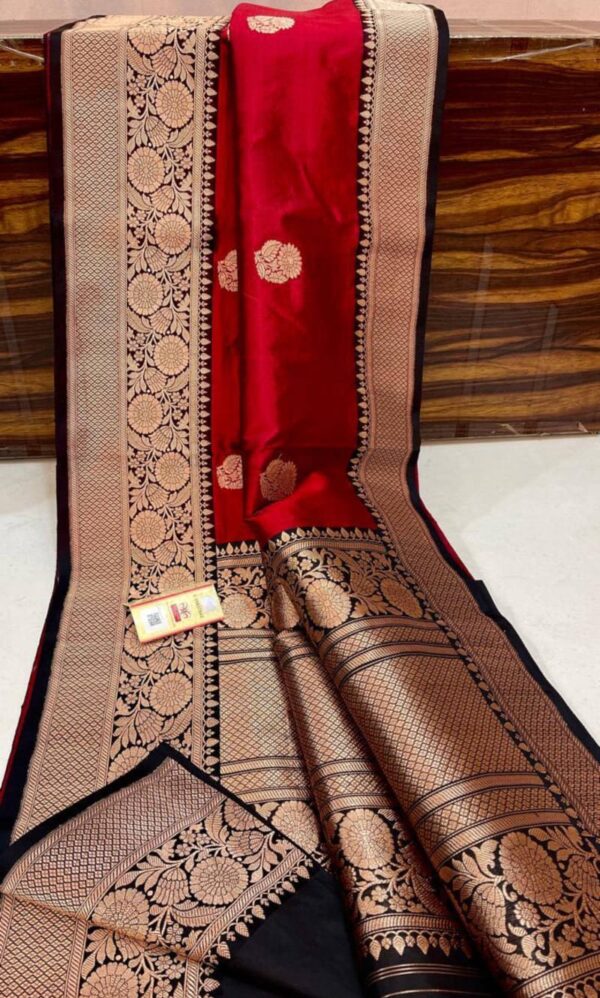 Red Banarasi Handloom Antique Zari Katan Silk Saree