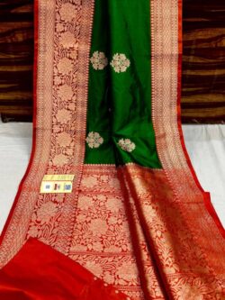 Green Banarasi Handloom Antique Zari Katan Silk Saree
