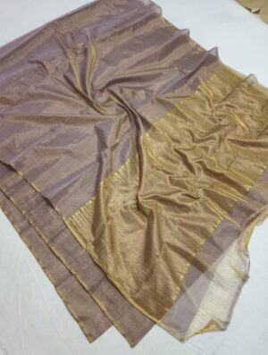 Lavender Chanderi Handloom Gold Zari Tissue Silk Saree