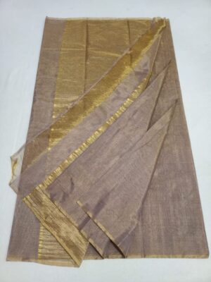 Lavender Chanderi Handloom Gold Zari Tissue Silk Saree