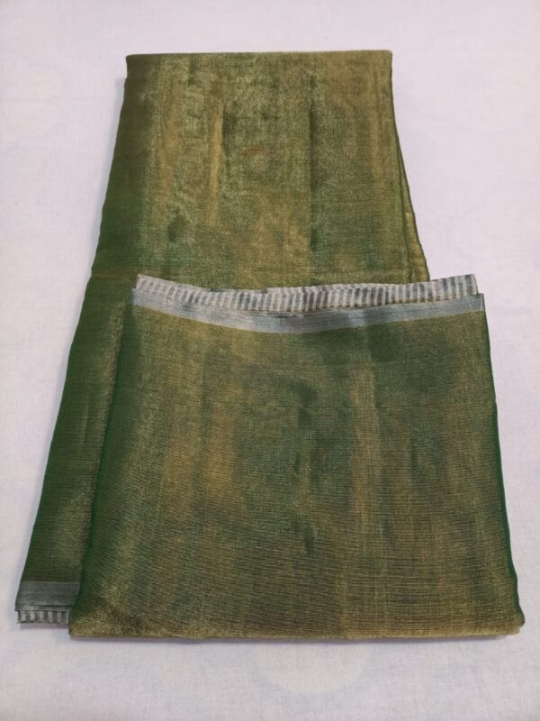 Mehandi Green Chanderi Handloom Gold Zari Tissue Silk Saree