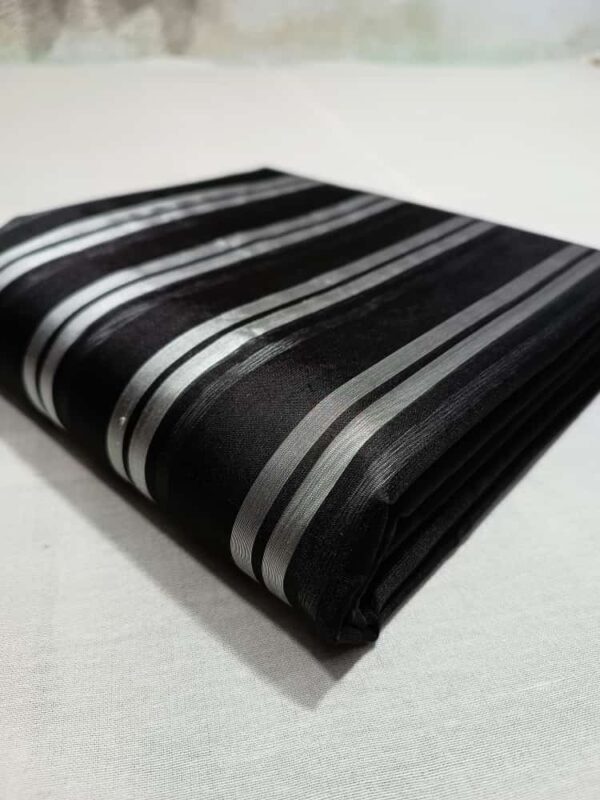 Black Chanderi Handloom Pattu Silk Striped Contemporary Saree