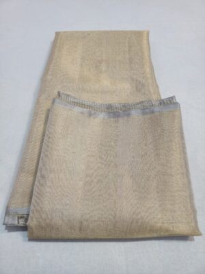Beige Chanderi Handloom Silver Zari Tissue Silk Saree