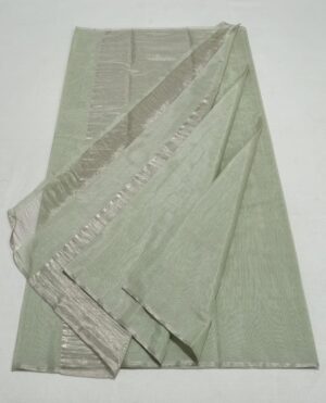 Pastel Green Chanderi Handloom Silver Zari Tissue Silk Saree