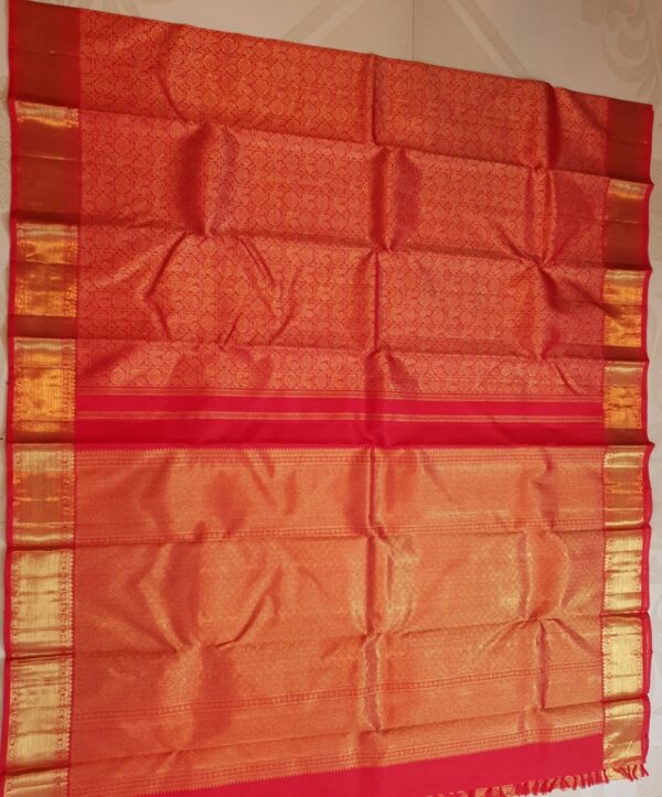 Orange Kanjivaram Handloom 4 Gram Pure Zari Bridal Silk Saree