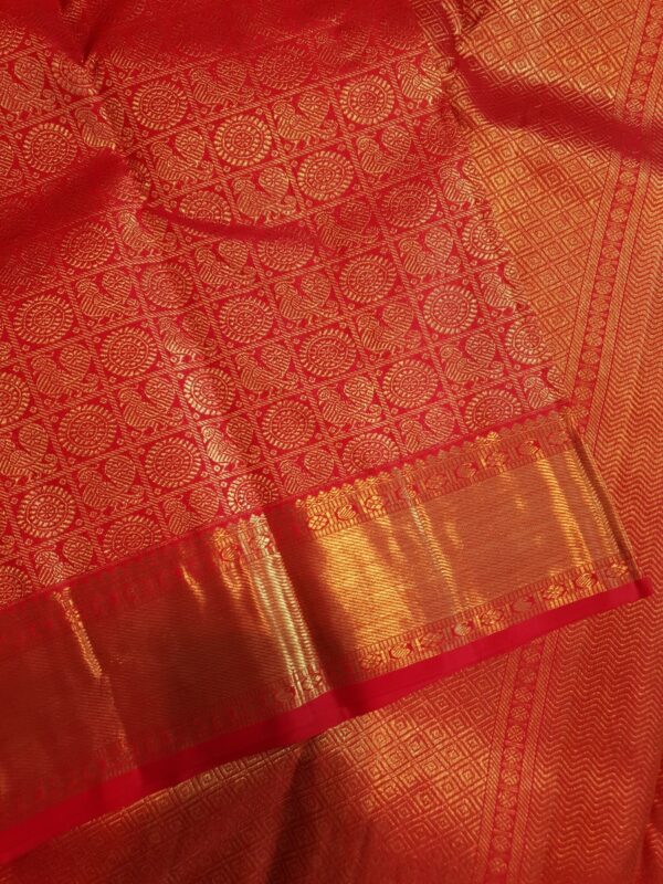 Orange Kanjivaram Handloom 4 Gram Pure Zari Bridal Silk Saree