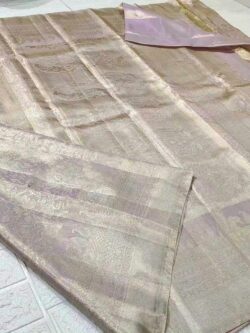 Pastel Shades Kanjivaram Handloom Floral Tissue Brocade Silk Sarees