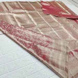 Pastel Shades Kanjivaram Handloom Floral Tissue Brocade Silk Sarees